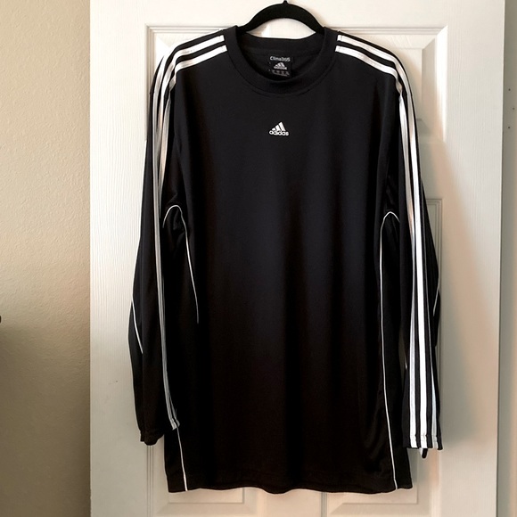 “adidas” Athletic Shirt/Black with White Stripes